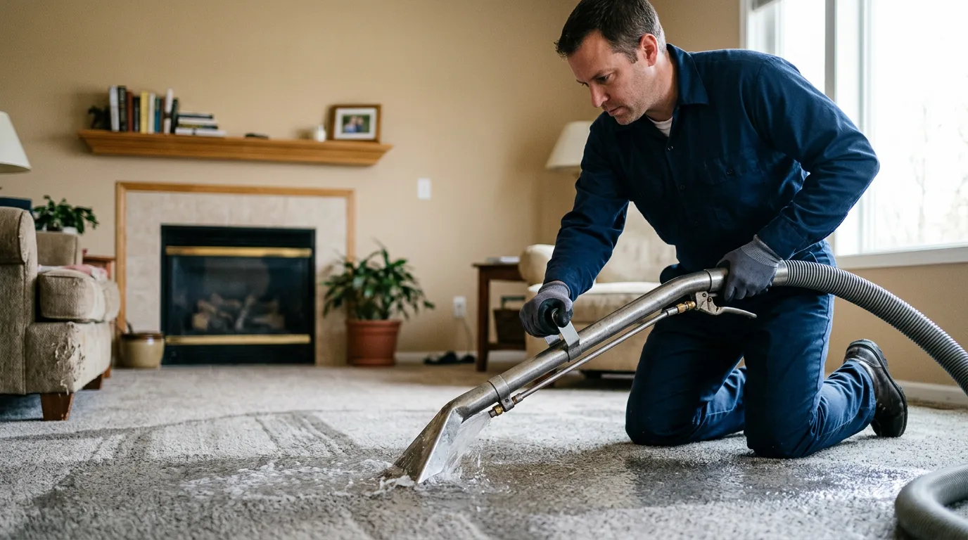 Water damage restoration technician working near Oakland City, IN